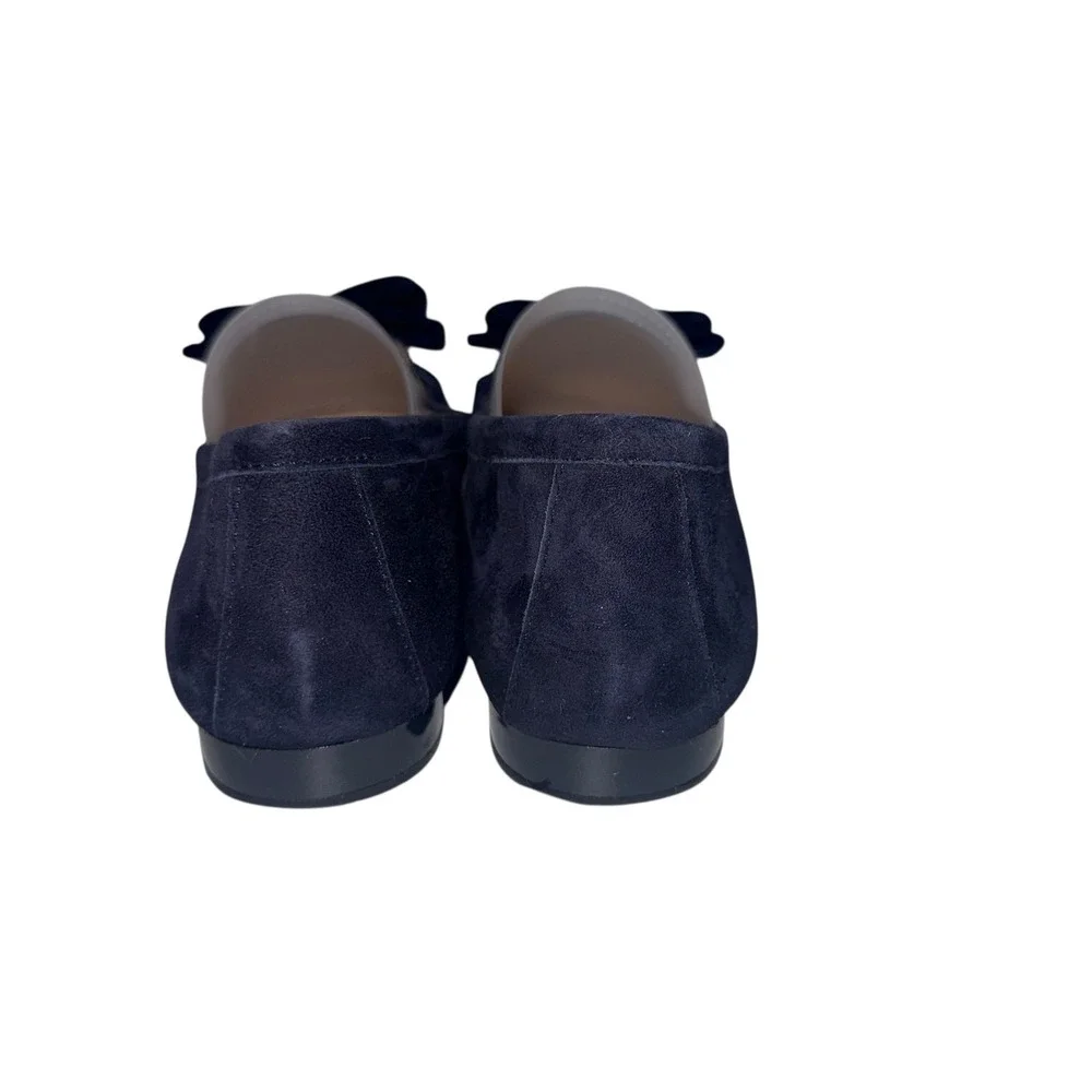 Donald Pliner Harriet Blue Quilted Suede Velvet Bow Loafers Flats Women's Size 8